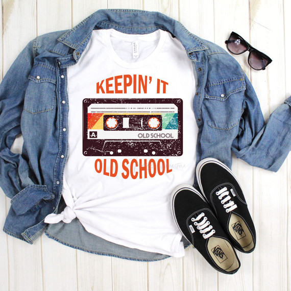 Keepin it Old School Cassette Retro Vintage Sublimation Transfer