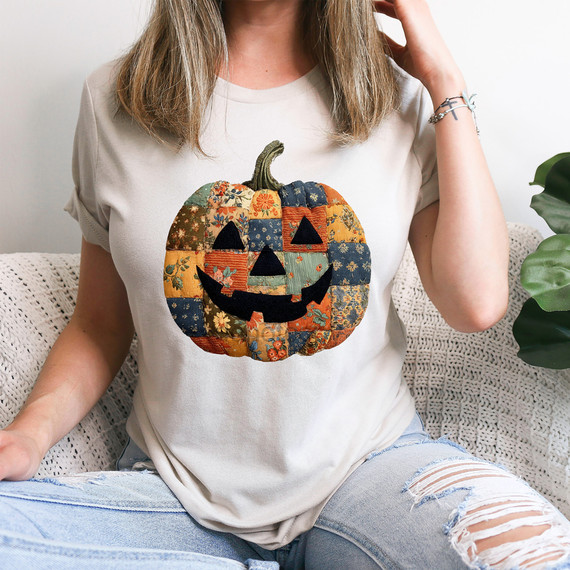 Patchwork Pumpkin DTF Heat Transfer