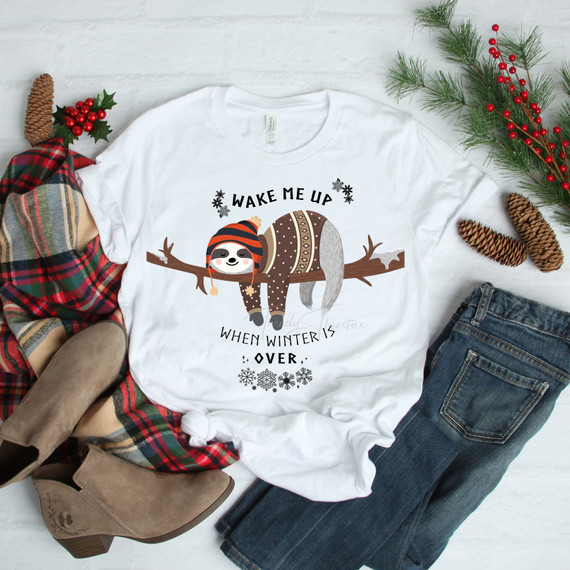 Wake Me Up When Winter is Over Sloth Snowflake Sublimation Transfer Wake Me Up When Winter is Over Sloth Snowflake Sublimation Transfer