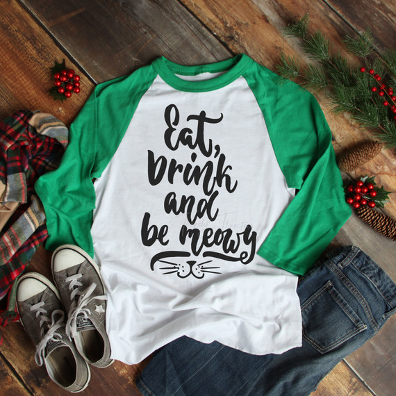 Eat Drink and Be Meowy Christmas Sublimation Transfer