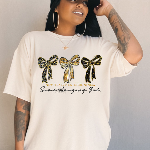 New Year. New Beginnings. Same Amazing God. BLACK DTF Heat Transfer