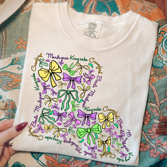 Louisiana Mardi Gras Bows DTF Heat Transfer