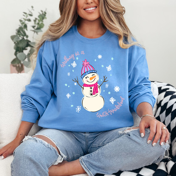 Walking In A Winter Wonderland Snowman  DTF Heat Transfer