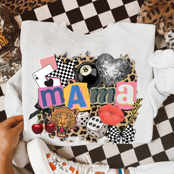 Mama Retro Mixed Pattern DTF Heat Transfer