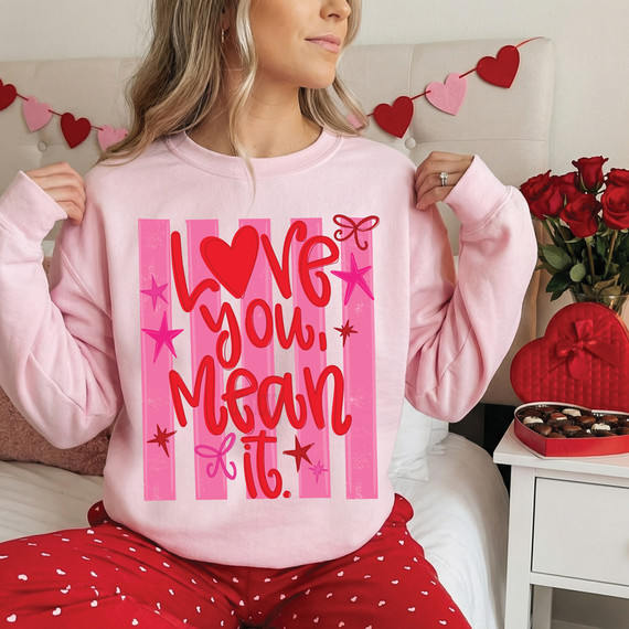 Love You Mean It Retro Stripe DTF Heat Transfer