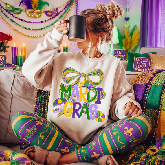 Patterned Mardi Gras DTF Heat Transfer