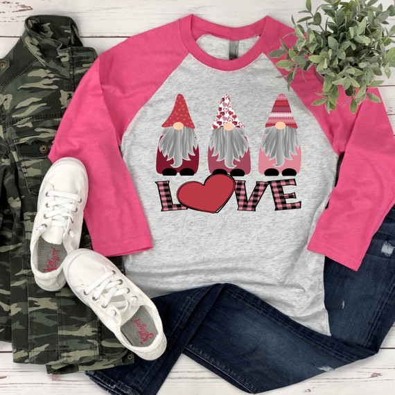 Valentine Love Gnomes ADULT Screen Print Heat Transfer