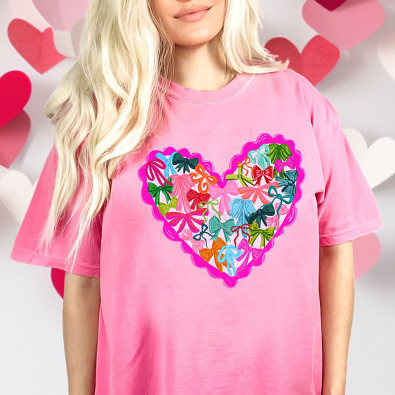 Scalloped Bow Heart DTF Heat Transfer
