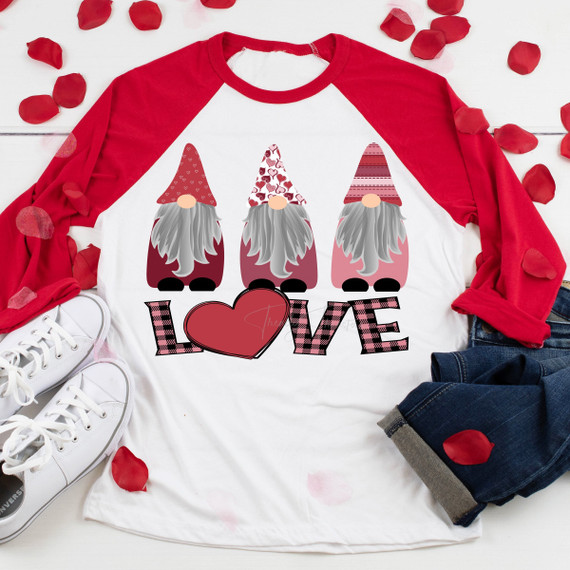 Pink Plaid LOVE Gnomes Valentine Sublimation Transfer Pink Plaid LOVE Gnomes Valentine Sublimation Transfer