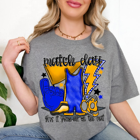 Match Day Give It All On The Mat Blue/Yellow DTF Heat Transfer