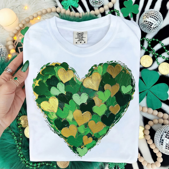 Faux Painted St Patricks Day Heart DTF Heat Transfer