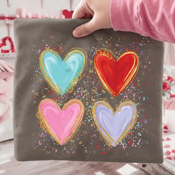 Paint Splatter Hearts  DTF Heat Transfer