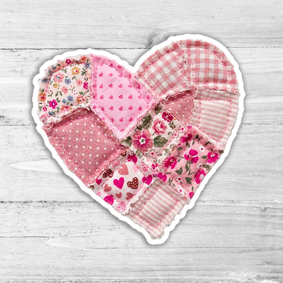 Patchwork Heart Die Cut Sticker