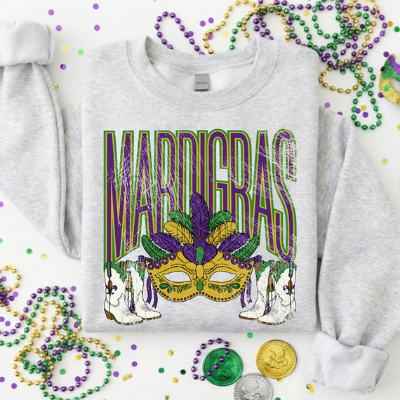 Mardi Gras Mask & Boots DTF Heat Transfer