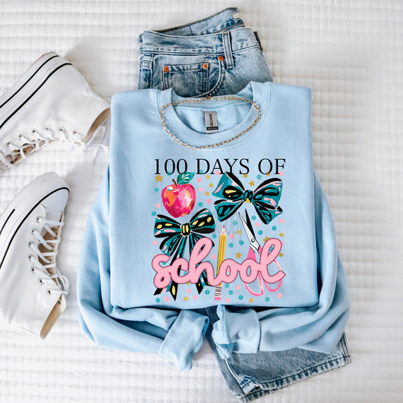 100 Days Of School Bows DTF Heat Transfer