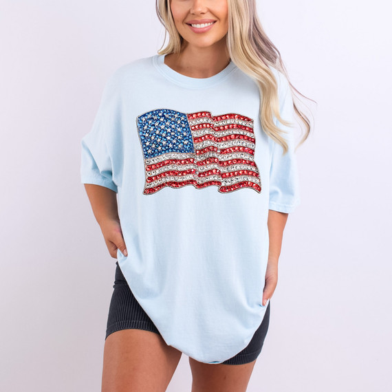 Faux Rhinstone American Flag DTF Heat Transfer