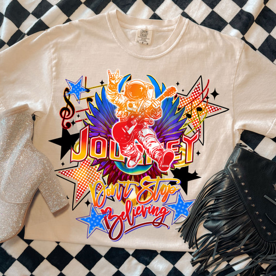 Don't Stop Believing Band Tee DTF Heat Transfer