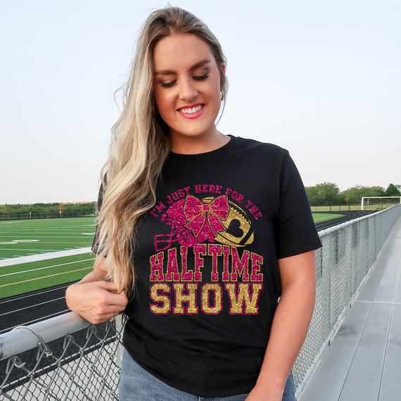 Faux Glitter Halftime Show Heart Football DTF Heat Transfer