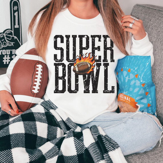 Superbowl Fiery Football DTF Heat Transfer