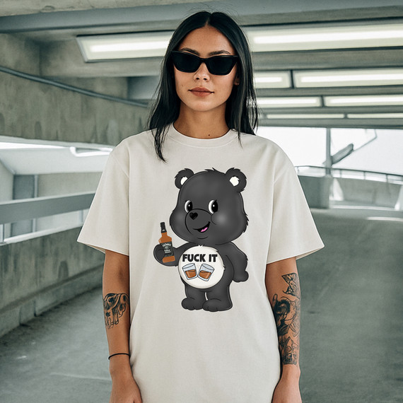 Retro Fuck It Black Bear DTF Heat Transfer