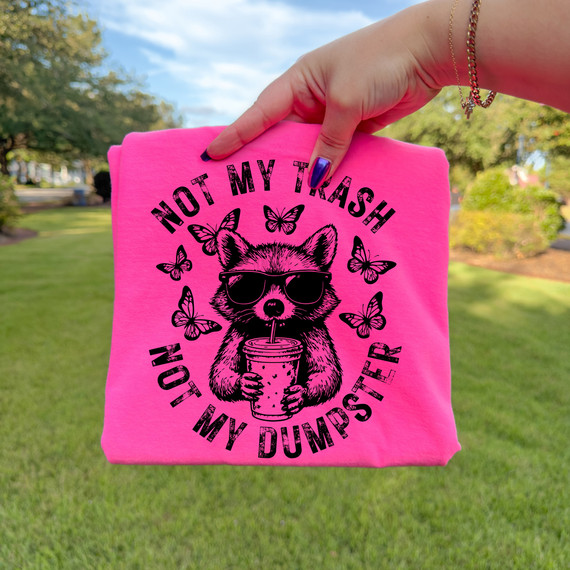 Distressed Not My Trash, Not My Dumpster BLACK DTF Heat Transfer