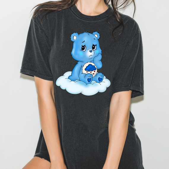 Retro Sad Cloud Bear DTF Heat Transfer
