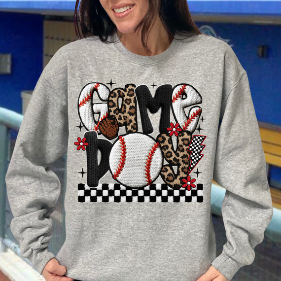 Faux Yarn Pattern Baseball Game Day DTF Heat Transfer