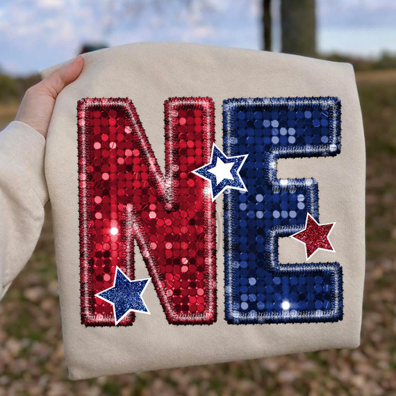 Faux Sequin NE Stars DTF Heat Transfer