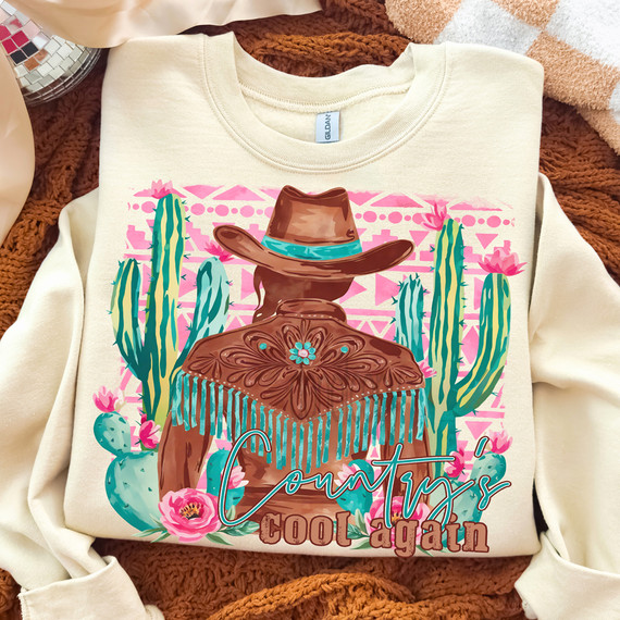 Country’s Cool Again Western Cowgirl DTF Heat Transfer