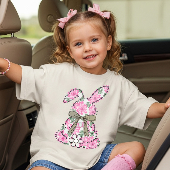 Coquette Floral Bunny DTF Heat Transfer