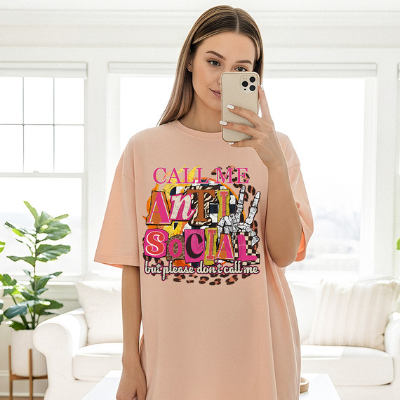 Patterned Call Me Anti Social (But Please Don’t Call Me) DTF Heat Transfer