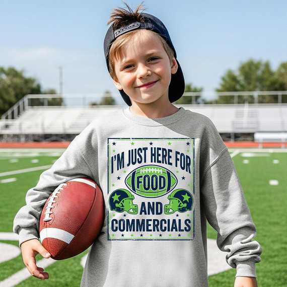 I'm Just Here For The Food And Commercials Navy/Green DTF Heat Transfer