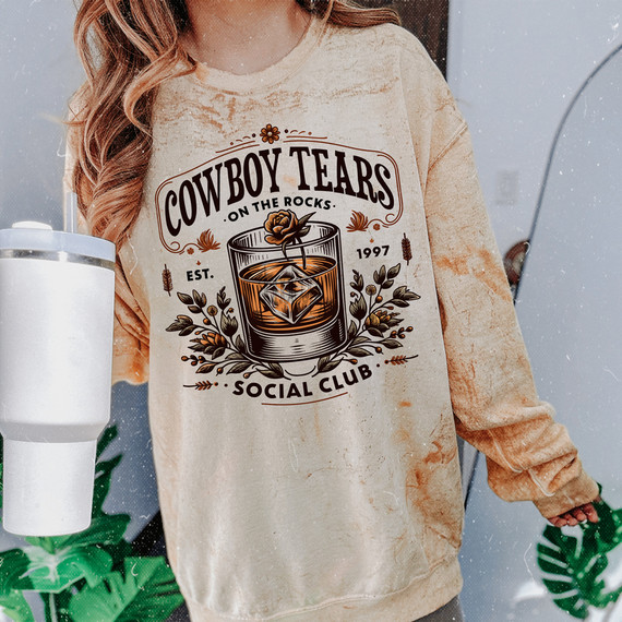 Cowboy Tears Social Club On The Rocks DTF Heat Transfer