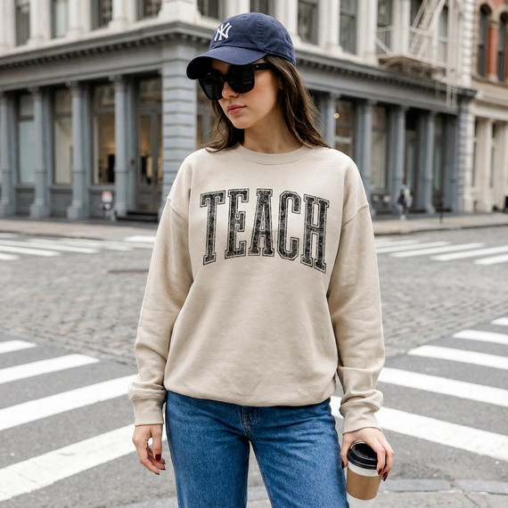 Distressed Teach BLACK DTF Heat Transfer