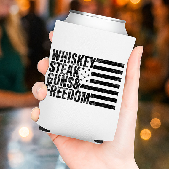 Whiskey Steak Guns & Freedom BLACK DTF Heat Transfer