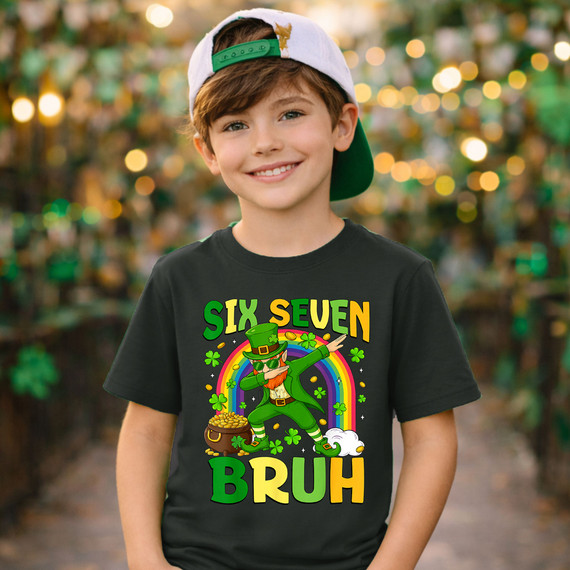 Six Seven Bruh Dabbing Leprechaun DTF Heat Transfer