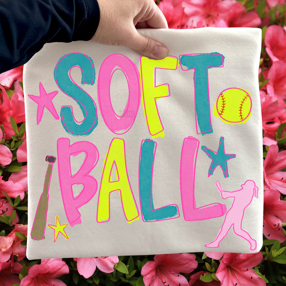 Colorful Softball DTF Heat Transfer