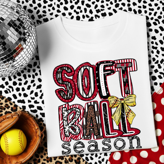 Patterned Softball Season DTF Heat Transfer