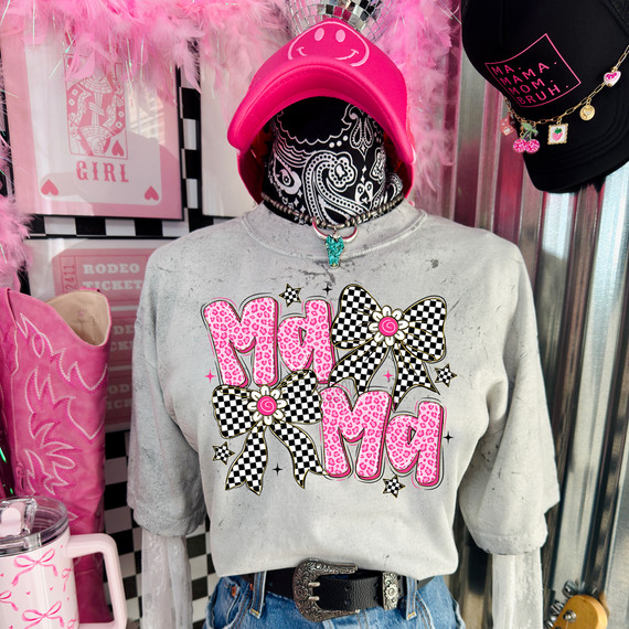 Pink Leopard Checker Mom DTF Heat Transfer