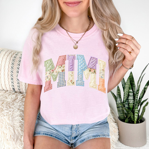 Faux Fabric Patchwork Mimi DTF Heat Transfer