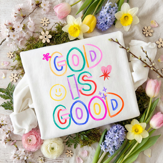 God Is Good Crayon DTF Heat Transfer