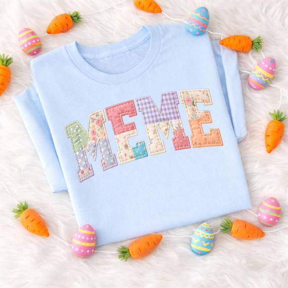 Faux Fabric Patchwork Meme DTF Heat Transfer