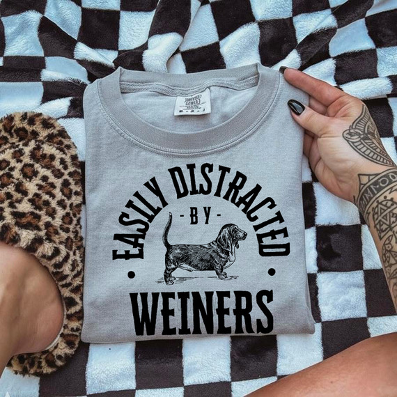 Easily Distracted By Wieners BLACK DTF Heat Transfer