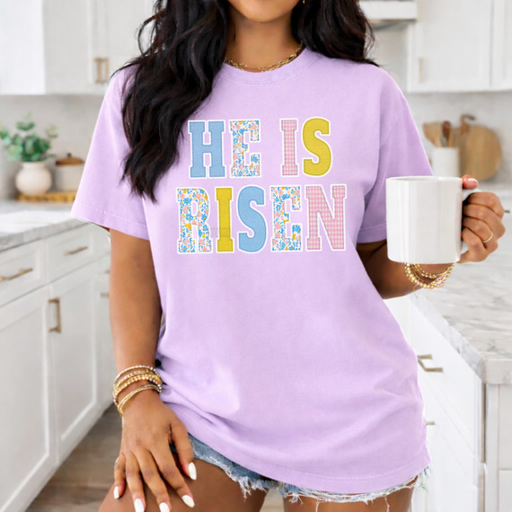 Floral Patchwork He Is Risen DTF Heat Transfer