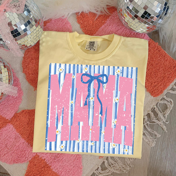 Mama Bow Stripes DTF Heat Transfer
