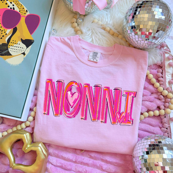 Nonni Heart Painted DTF Heat Transfer