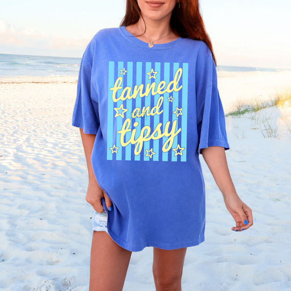 Tanned And Tipsy Stripes DTF Heat Transfer