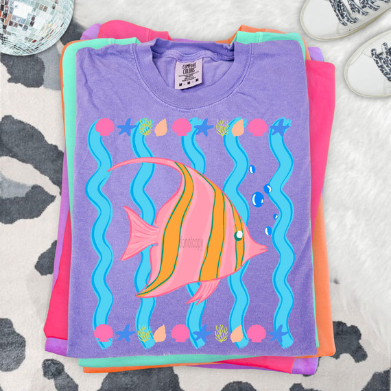 Coastal Stripe Fish DTF Heat Transfer