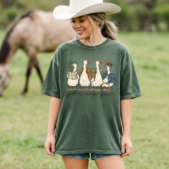 Just A Camper Goose DTF Heat Transfer