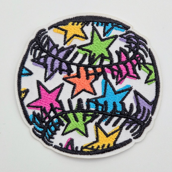 Colorful Stars Baseball/Softball Embroidered HAT/POCKET Patch